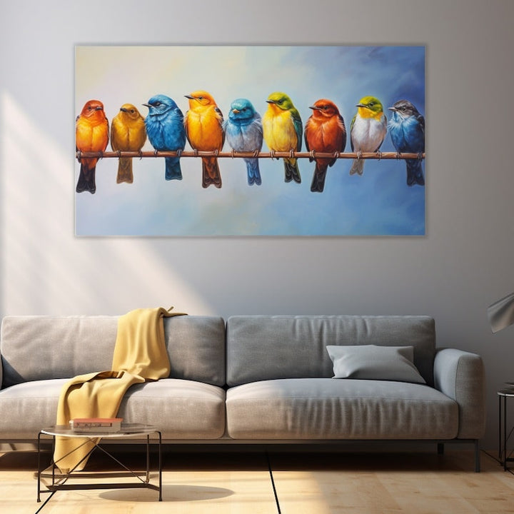 Tableau Oiseaux sur un Fil, art mural décoration nature