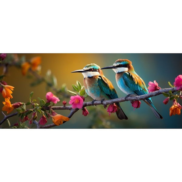 Tableau Triptyque Oiseaux, art mural décoration nature, vue 2