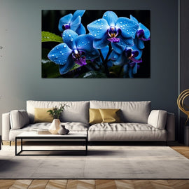 Tableau Orchidée Bleue, art mural décoration nature