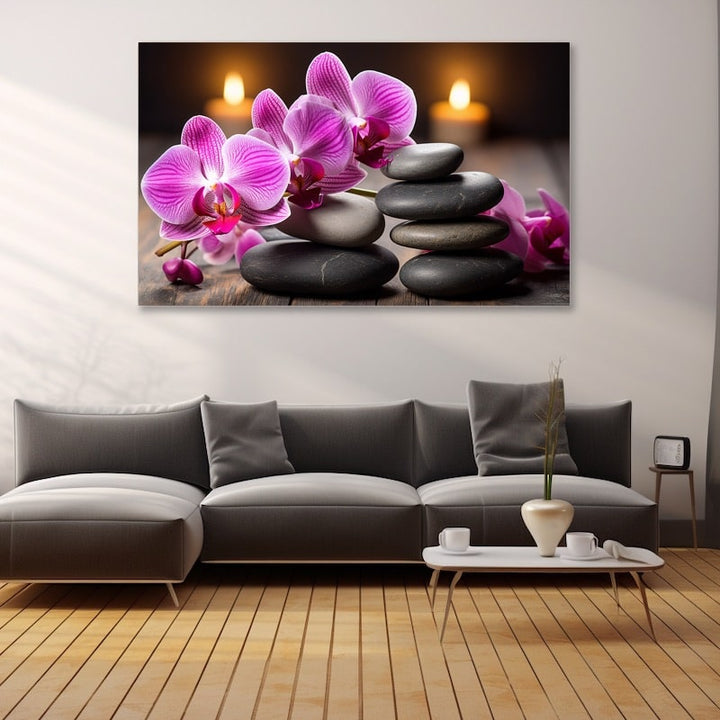 Tableau Orchidée Galets