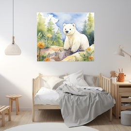 Tableau Ours Blanc pour Enfant, art mural décoration nature