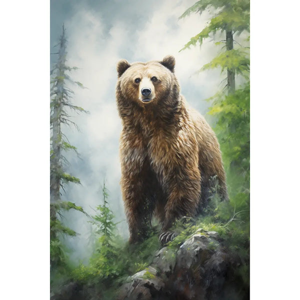 Tableau Ours Brun dans la Brume, art mural décoration nature
