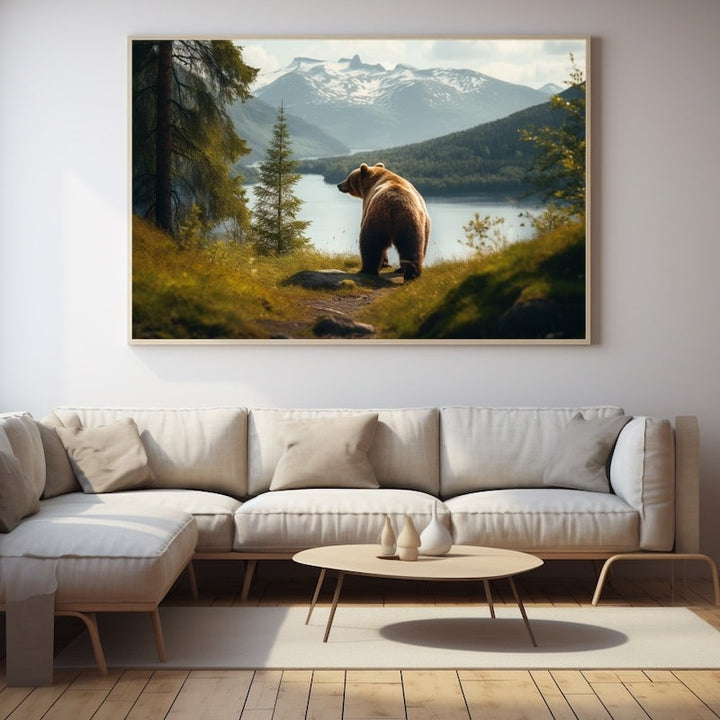 Tableau Ours de Dos, art mural décoration nature