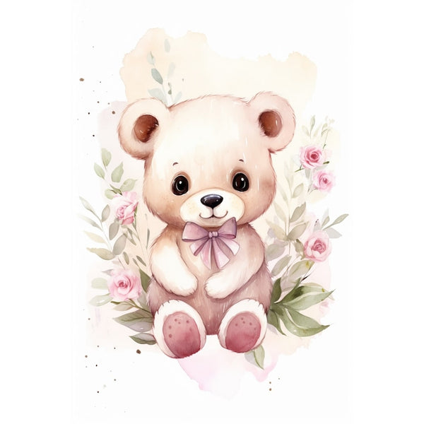 Tableau Fille Ours en Peluche, art mural décoration nature