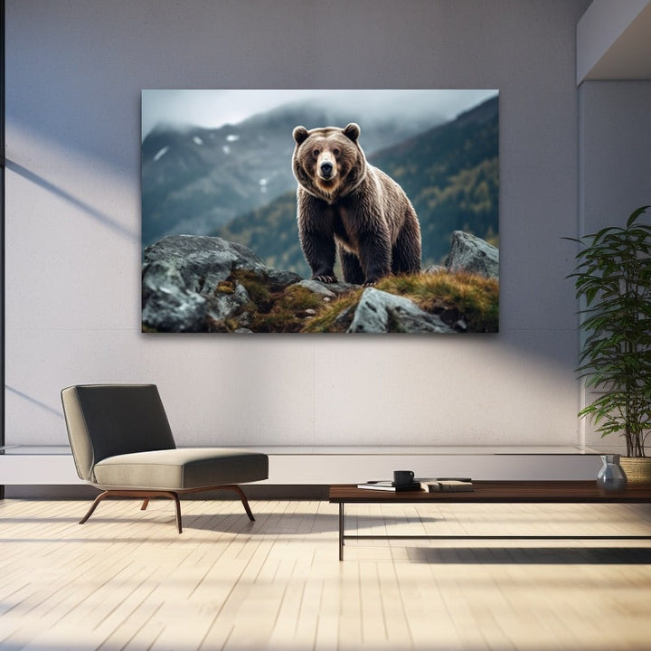 Tableau Ours Gris, art mural décoration nature