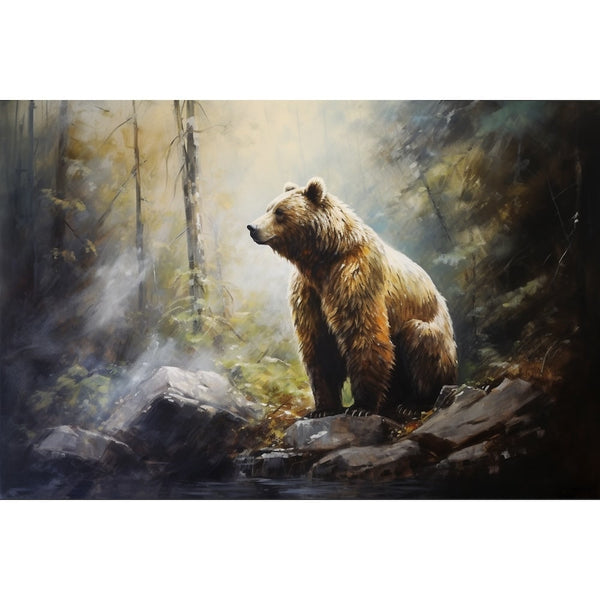 Tableau Peinture Ours, art mural décoration nature