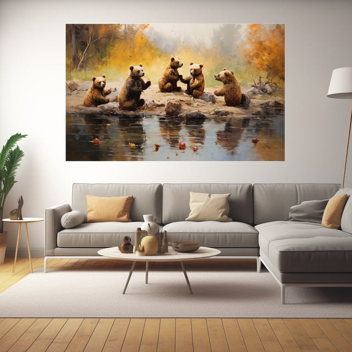 Tableau Ours Rigolo, art mural décoration nature