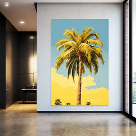 Tableau Palmier Jaune, art mural décoration nature