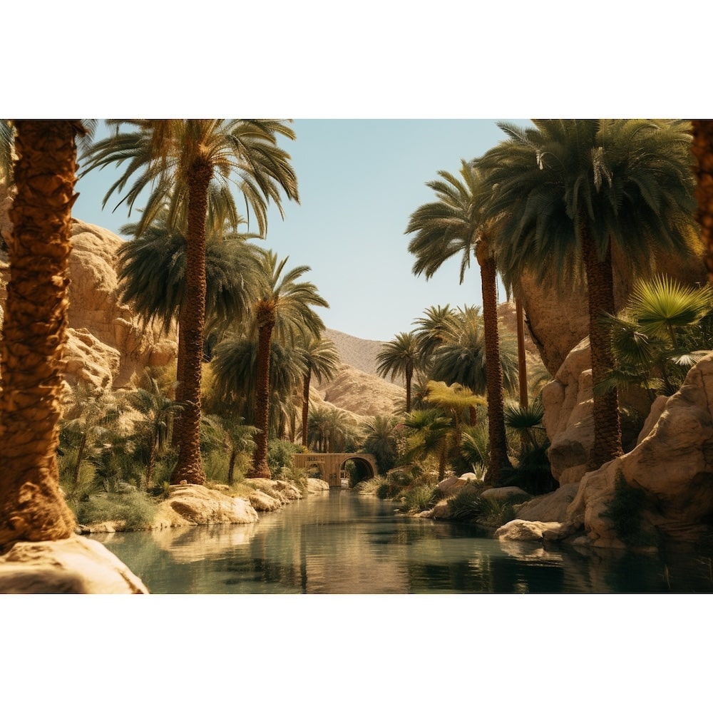 Tableau Palmier Turquoise Maroc, art mural décoration nature