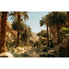 Tableau Palmier Turquoise Maroc, art mural décoration nature