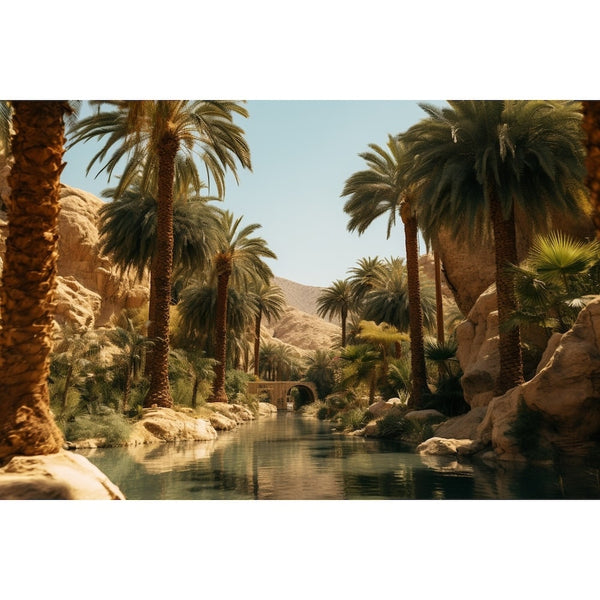Tableau Palmier Turquoise Maroc, art mural décoration nature