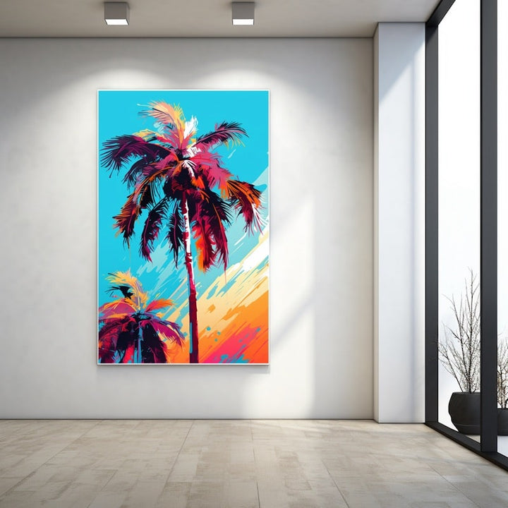 Tableau Palmier Turquoise, art mural décoration nature
