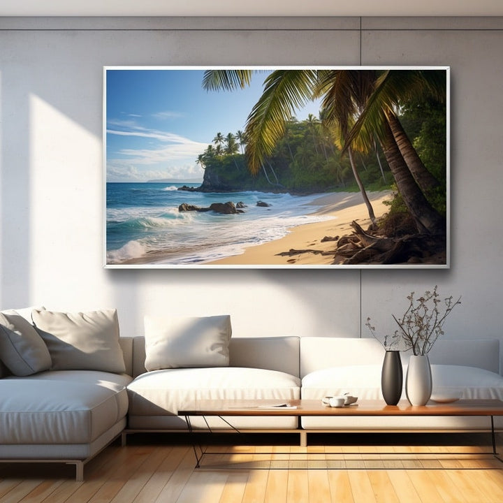 Tableau Palmiers Plage, art mural décoration nature