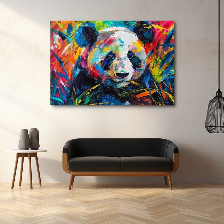Tableau Panda Multicolore, art mural décoration nature