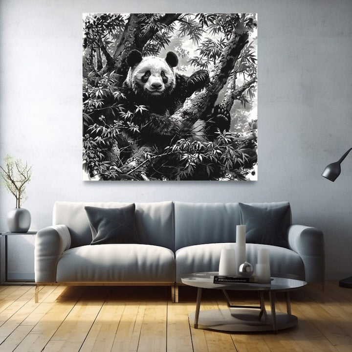 Tableau Panda Noir et Blanc, art mural décoration nature