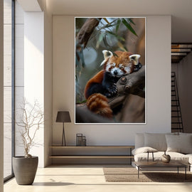 Tableau Panda Roux, art mural décoration nature