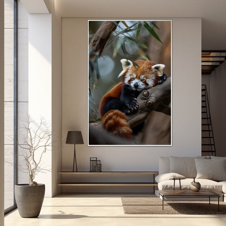 Tableau Panda Roux, art mural décoration nature