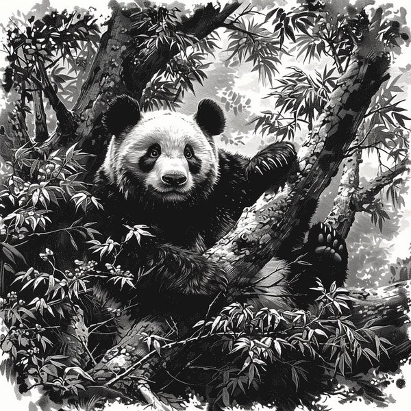 Tableau Panda Noir et Blanc, art mural décoration nature