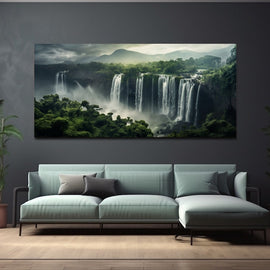 Tableau Panoramique Cascade D'Eau, art mural décoration nature