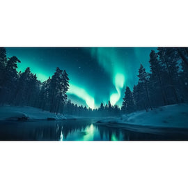Tableau Panoramique Aurore Boréale, art mural décoration nature