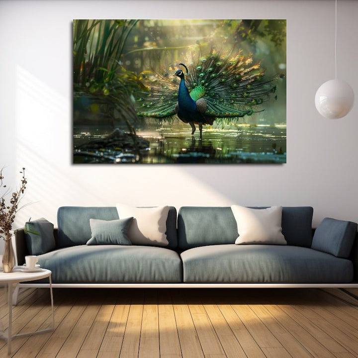 Tableau Paon, art mural décoration nature