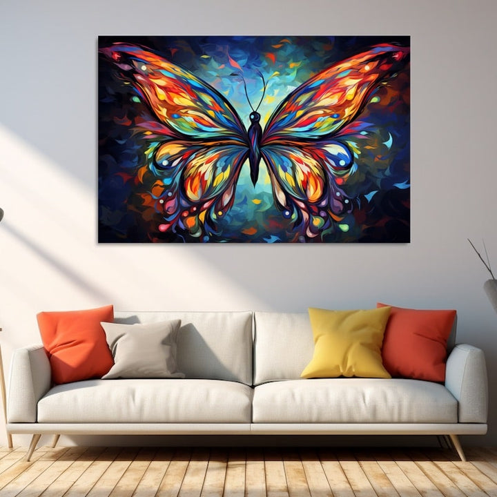 Tableau Papillon Abstrait, art mural décoration nature