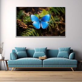 Tableau Papillon Bleu, art mural décoration nature