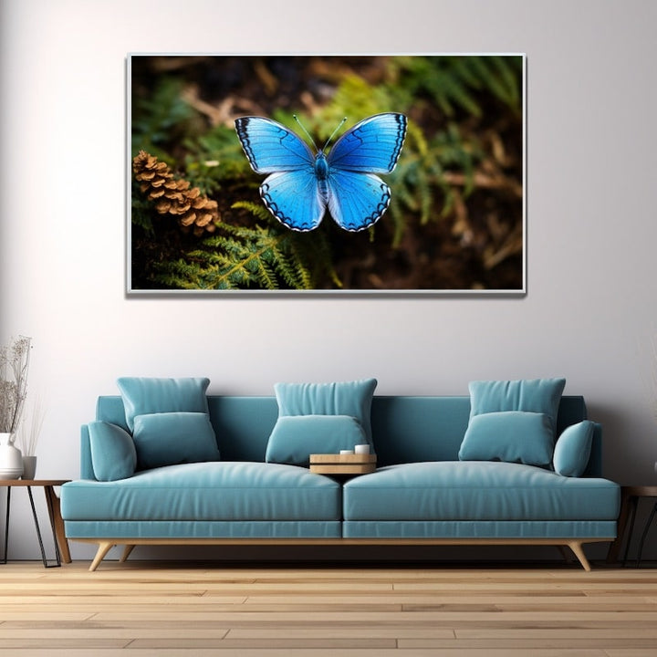 Tableau Papillon Bleu, art mural décoration nature
