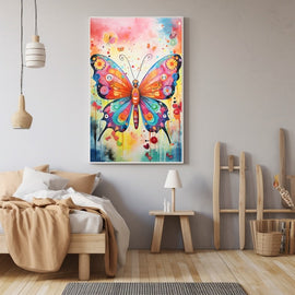 Tableau Papillon Chambre Fille, art mural décoration nature