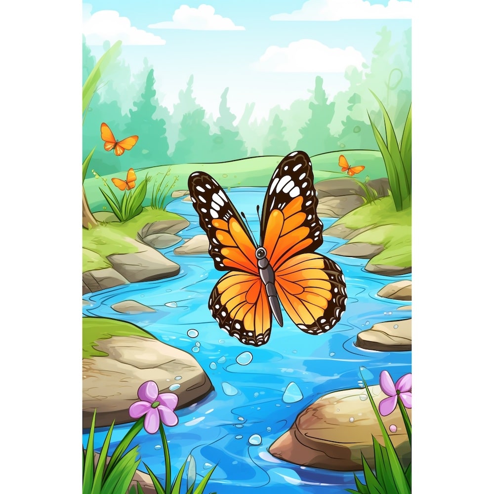 Tableau Papillon Enfant, art mural décoration nature