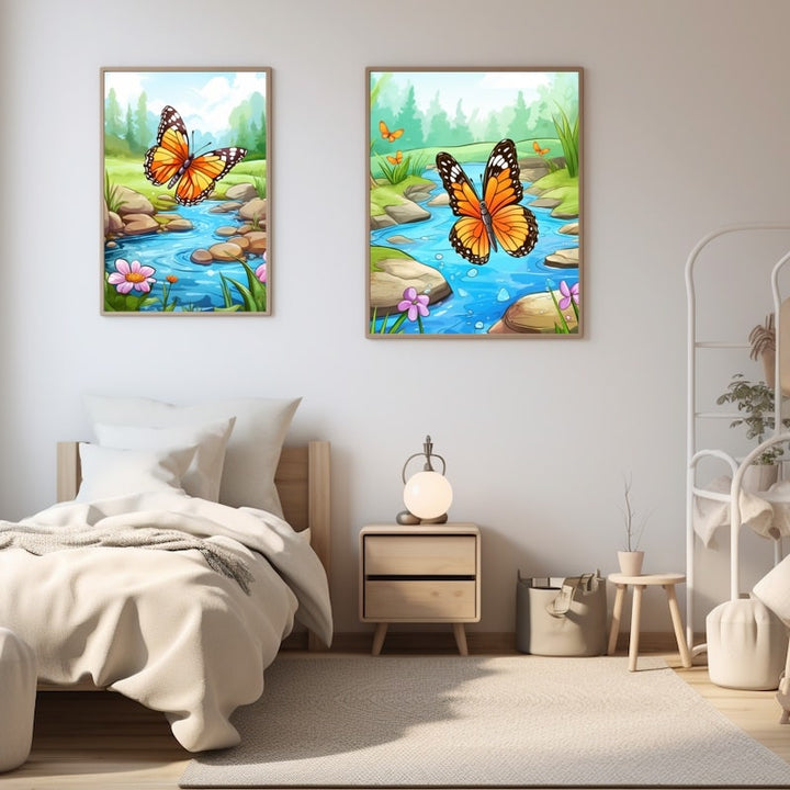 Tableau Papillon Enfant, art mural décoration nature