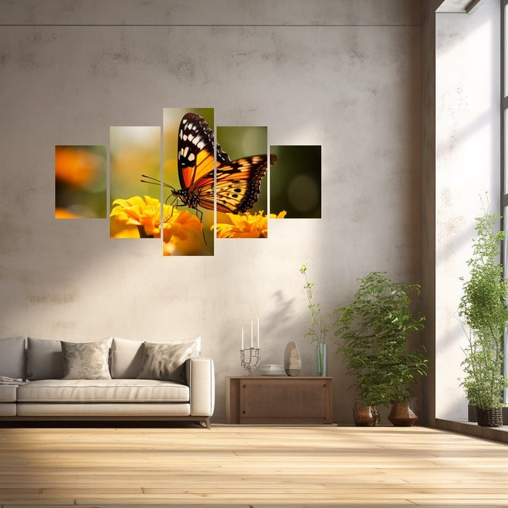 Tableau Papillon Fleur, art mural décoration nature