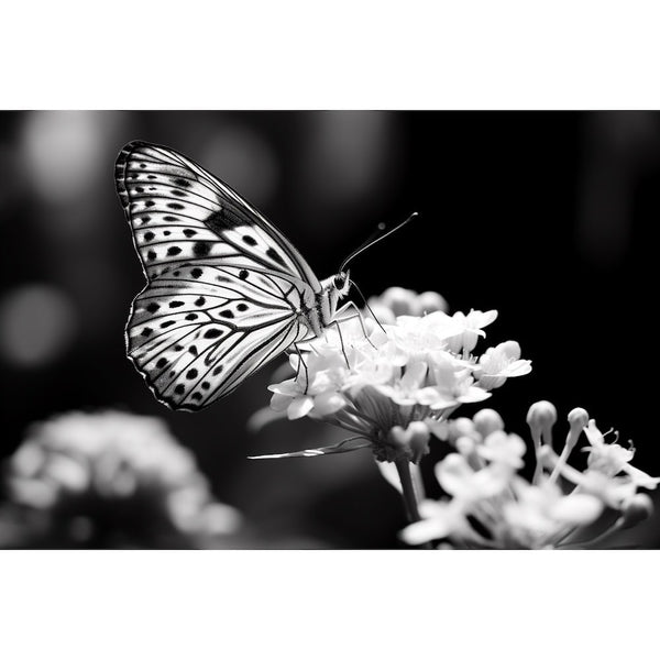 Tableau Papillon Noir et Blanc, art mural décoration nature
