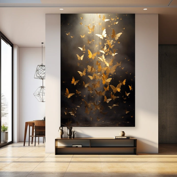Tableau Papillons Or, art mural décoration nature