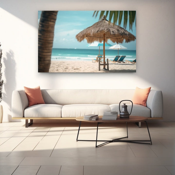 Tableau Parasol Plage, art mural décoration nature