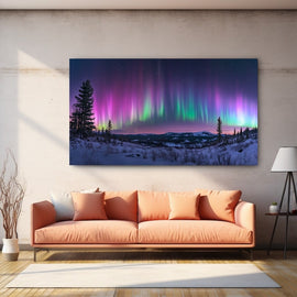 Tableau Paysage Aurore Boréale, art mural décoration nature