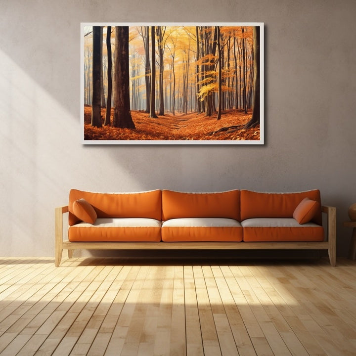 Tableau Paysage Automne Forêt, art mural décoration nature