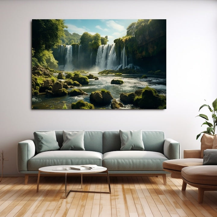 Tableau Cascade et Rivière, art mural décoration nature