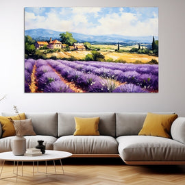 Tableau Paysage Champs de Lavande, art mural décoration nature