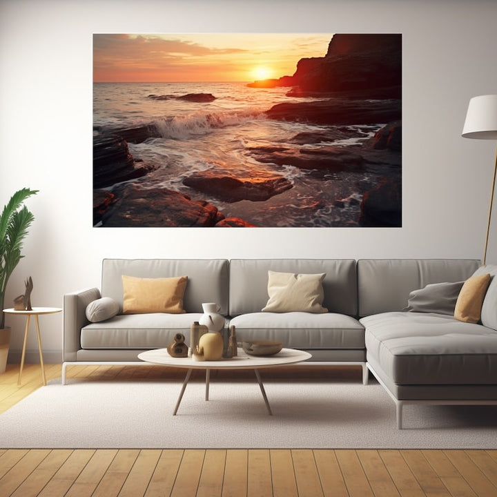 Tableau Paysage Coucher de Soleil, art mural décoration nature