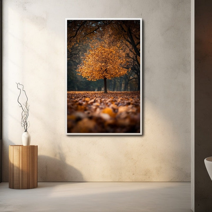 Tableau Arbre Solitaire en Automne, art mural décoration nature