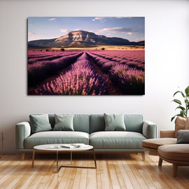 Tableau Lavande et Montagne Rocheuse, art mural décoration nature