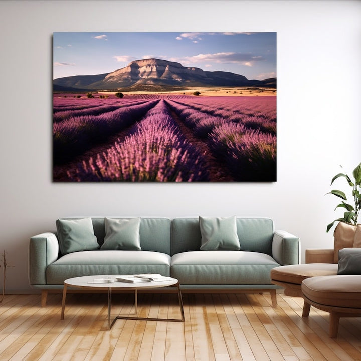 Tableau Lavande et Montagne Rocheuse, art mural décoration nature