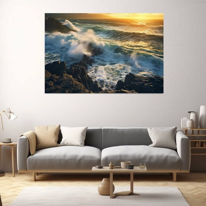 Tableau Océan au Coucher de Soleil, art mural décoration nature