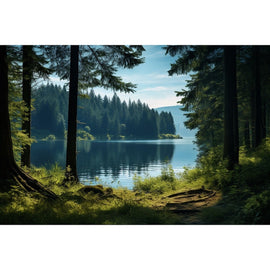 Tableau Paysage Forêt Eau, art mural décoration nature