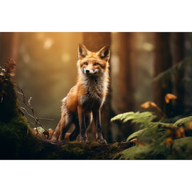 Tableau Paysage Forêt et Renard, art mural décoration nature