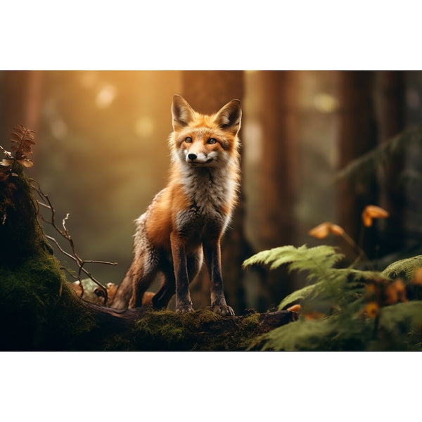 Tableau Paysage Forêt et Renard, art mural décoration nature