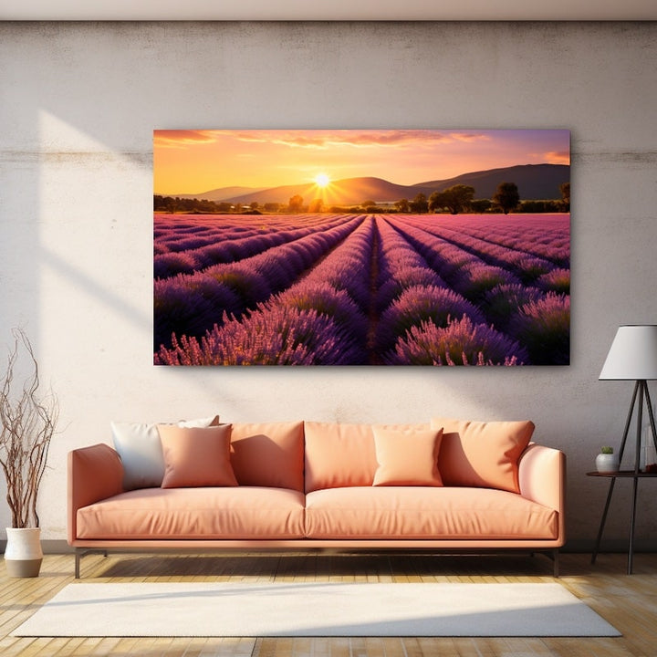 Tableau Paysage Lavande, art mural décoration nature
