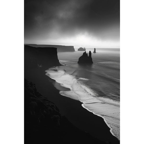 Tableau Paysage Mer Noir et Blanc, art mural décoration nature