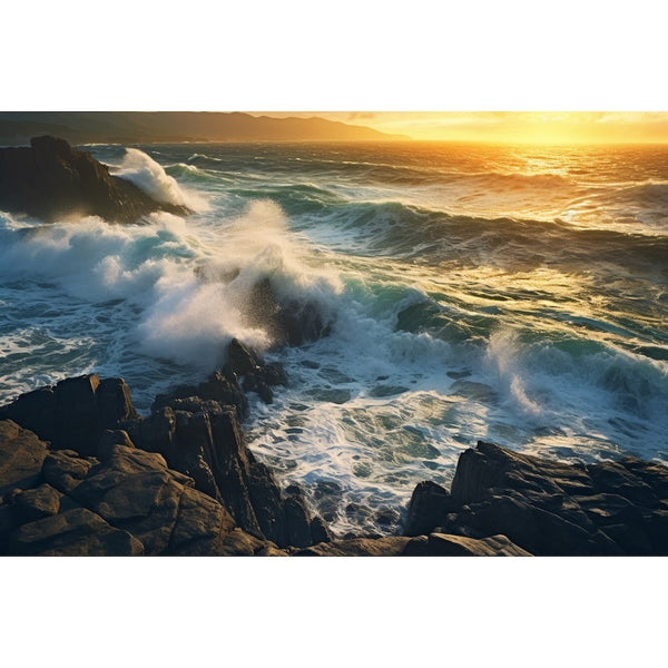 Tableau Océan au Coucher de Soleil, art mural décoration nature
